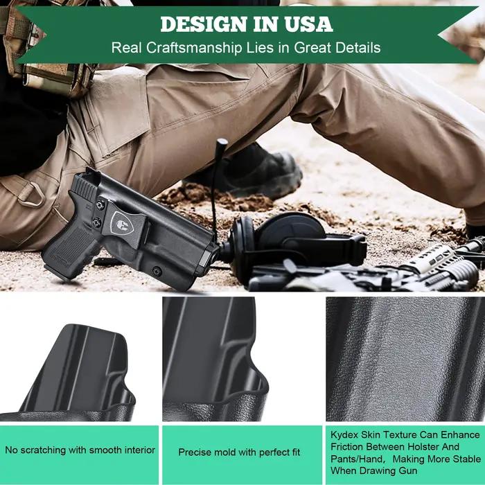Pour Glock 17/19/22/31,Warriorland IWB Kydex étui à l'intérieur dissimulé étui de transport main dro