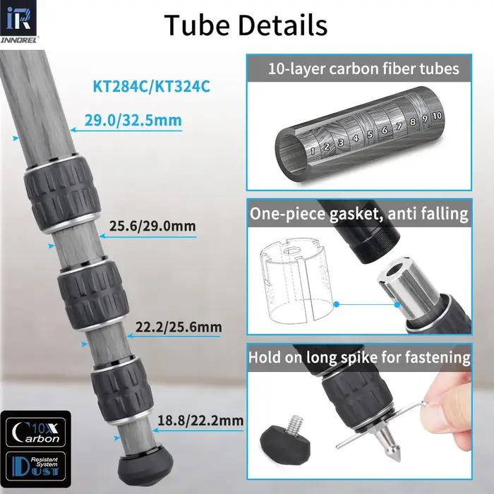 Trépied professionnel en fibre de carbone, 10 couches, support rapide, rotule à faible gravité, colo