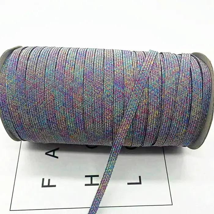 Ruban élastique en Spandex avec fil doré, 2/5yards/Lot, 6mm, paillettes, pour garniture, tissu à cou