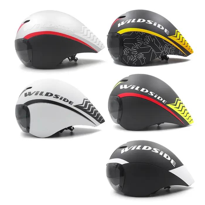 Casque de vélo TT pour homme, lunettes de lentille, TriDuvet LeicAero, casque de vélo de route, cour