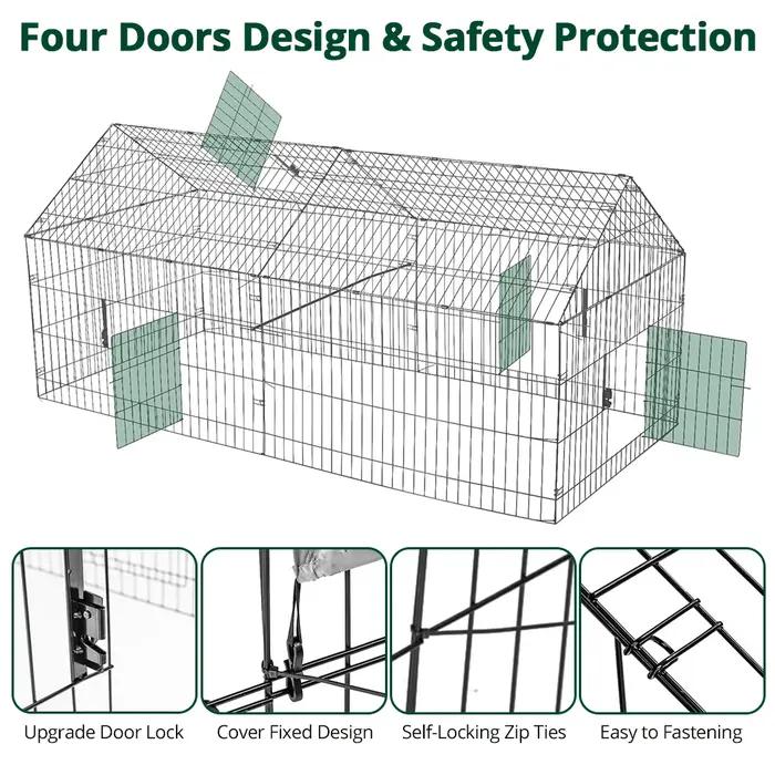 Enclos de parc pour animaux de compagnie avec housse de protection et sol, manteau de course jetable
