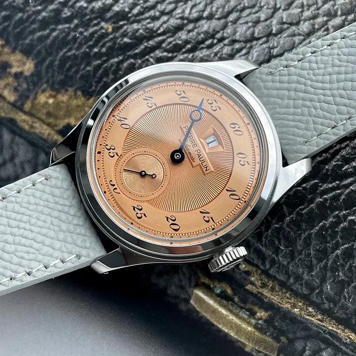 Spot marchandises nouveau Pierre Paulin Jumping Hour hommes montre saumon cadran automatique St17 mo
