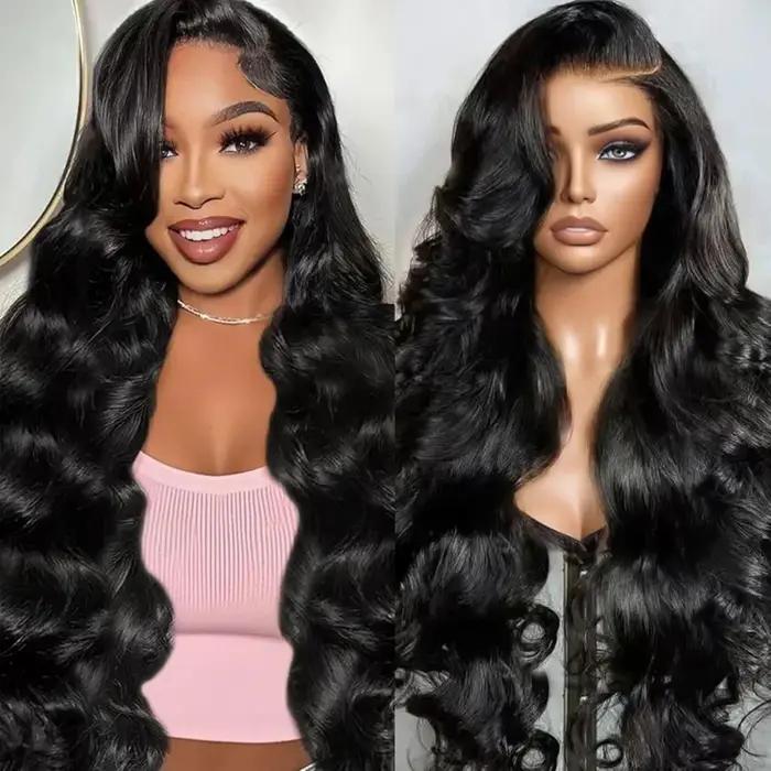 40 pouces 13x6 vague de corps perruque frontale de cheveux humains 13x4 HD dentelle naturel noir ava
