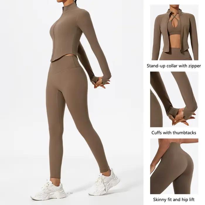 Ensemble de sport pour femme Hearuisavy, 2 pièces, tissus ultra-doux, manches longues, vêtements de