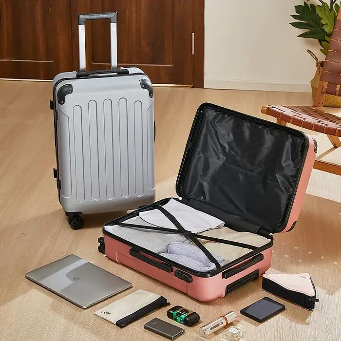 Valise à bagages de 20 à 28 pouces avec roulettes, sac de voyage avec porte-gobelet et support pour
