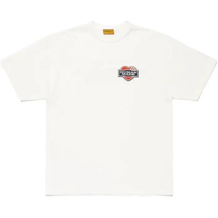 T-shirt à manches courtes à double col imprimé canard sur la poitrine HUMAN MADE FW25 pour hommes et