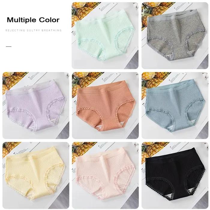 Culotte en coton confortable pour femme bord en dentelle sous-vêtement anti-favorable slip respirant mi-long sexy occasionnels activité sportive quotidienne