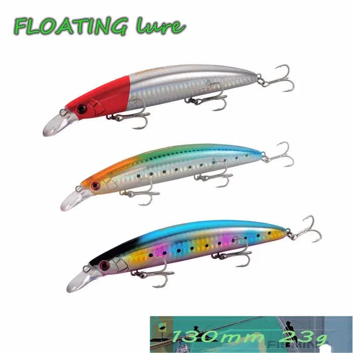 Jerkbait flottant longue coulée 130mm 23g leurre de pêche avec crochets de qualité Wobbler vairon po