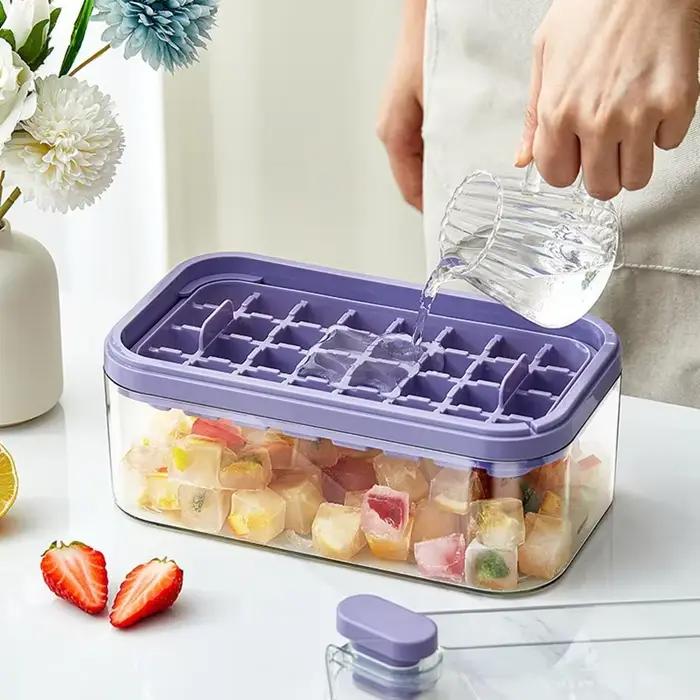 Nouveau Tepy 64 fentes moules à glaçons plateaux avec couvercle créatif 2 en 1 moules à glaçons et b