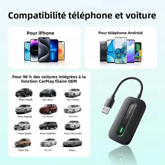 OTTOCAST Play2Video Express sans fil CarPlay sans fil Android Auto adaptateur pour Youtube Netflix lecture vidéo accesso