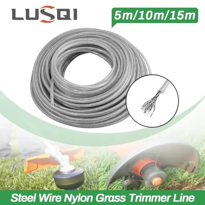 LUSQI-Fil d'acier en nylon pour débroussailleuse, 5m/10m/15m, fil de rechange pour tondeuse à gazon