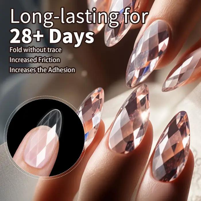 Nouveau 120/140 pièces carré amande cercueil ongles Extension conseils naturel clair couverture comp