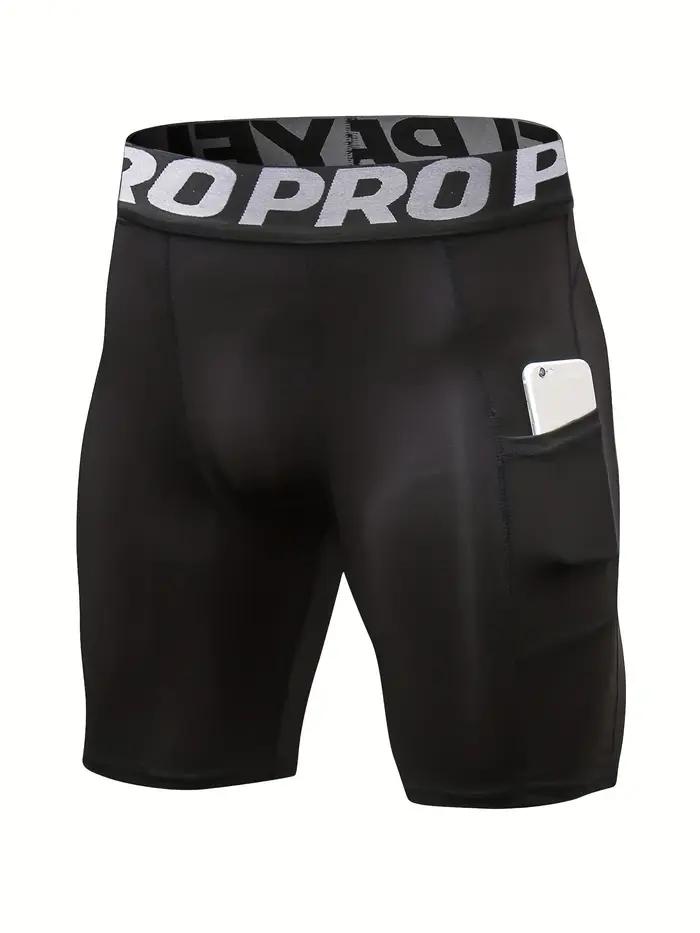 Lot de 3 shorts de compression hommes avec poche - Spandex course entraînement sportif