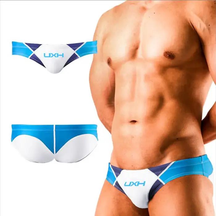 UXH slips taille basse maillot de bain hommes maillots de bain Pad push-up Sexy surf solide doux G S