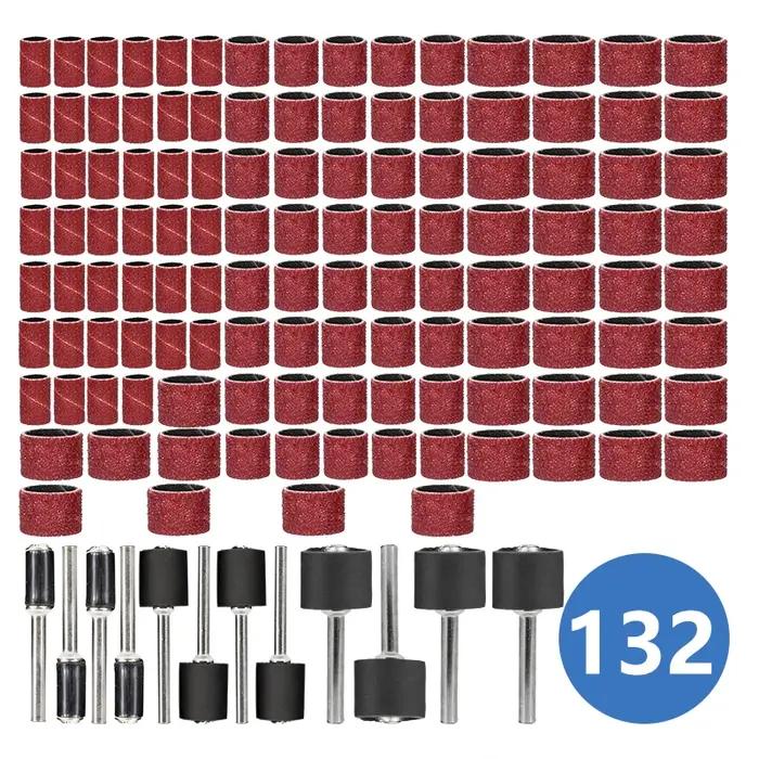 CMCP 102/132 pièces jeu de tambours de ponçage 1/4 3/8 1/2 pouces bandes de ponçage avec mandrins de