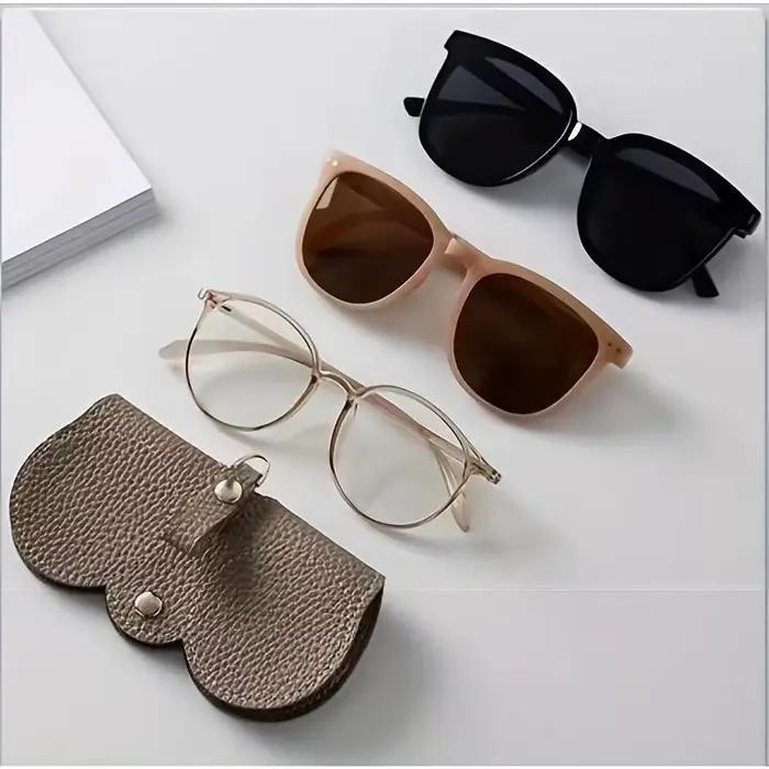 Housse de lunettes en relief Litchi, jolie pochette suspendue en cuir PU pour lunettes de soleil, sa