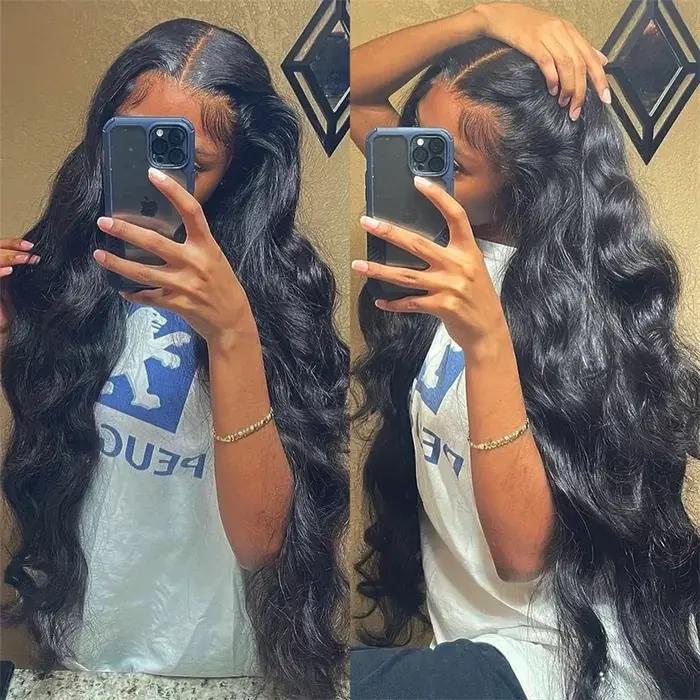 Perruques de cheveux humains Body Wave pour femmes, densité 180, brésilienne, 13x4, 13x6, 4x4, HD, f