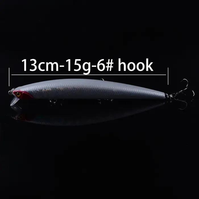 Leurre méné flottant avec yeux 3D, appât artificiel puissant pour la pêche en mer, 13cm, 15g, 1 pièc