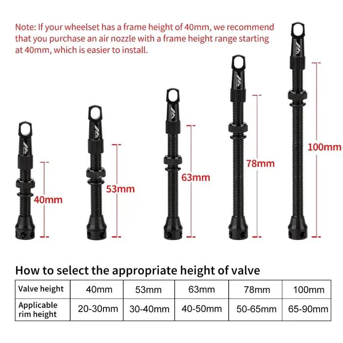 MANA 1 paire de Valve Presta de vélo 40/53/63/78/100mm 7075 en alliage d'aluminium pour route sans c