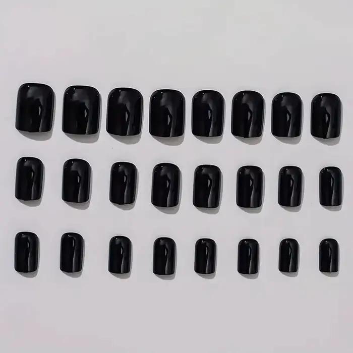 ARTAUG 24 pièces presse moyenne sur les ongles carré noir haute Saturation ongles breloques presse s