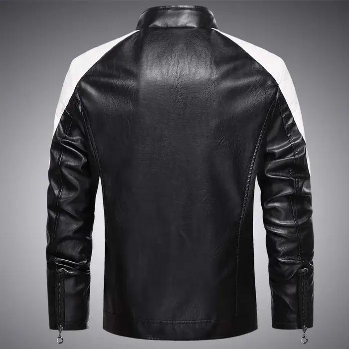 Veste de moto décontractée pour hommes – Noir à la mode, petit col montant, fermeture éclair à manch