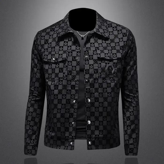 Veste à revers à fleurs foncées pour hommes, grande taille, coupe cintrée, décontractée, tendance, b