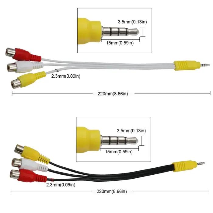 Câble adaptateur AV pour composant vidéo, 3.5MM vers Jack 3 RCA, pour TV TCL, rouge, blanc et jaune