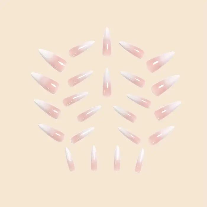 Tendances de la mode 24 pièces/ensemble femmes filles Long Stiletto français blanc dégradé couvertur