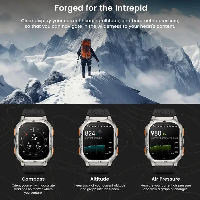 KOSPET TANK M3 Ultra GPS montre intelligente hommes qualité militaire boussole altimètre barométriqu