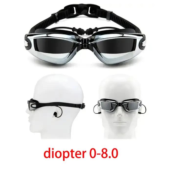 Lunettes de natation myopie pour adultes, bouchon d'oreille, anti-buée, HD, lunettes de natation pro