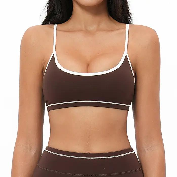 Soutien-gorge de yoga sexy bicolore pour femme, antichoc, à séchage rapide, pour le fitness et l'ent