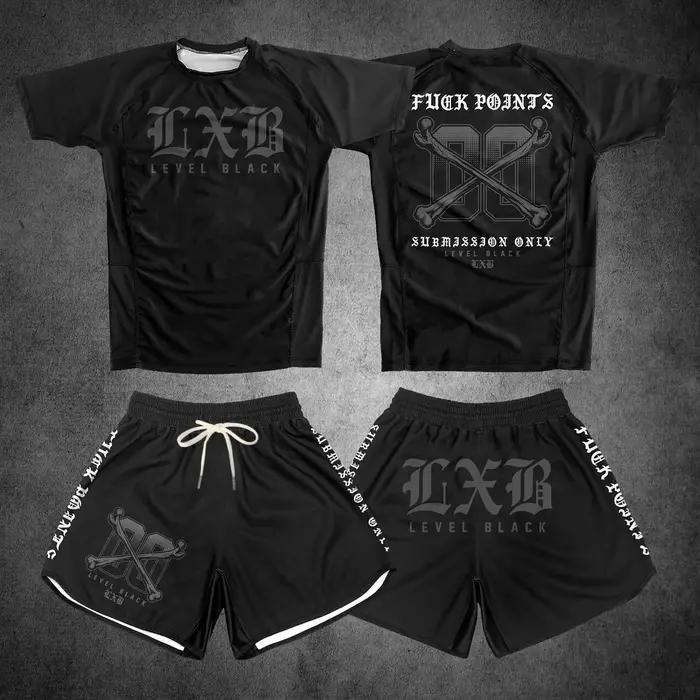 Ensemble de sport Rash Guard V1 LXB AJJ à séchage rapide, Levelxblack RANKED V2 NIVEL NEGRO, maillot