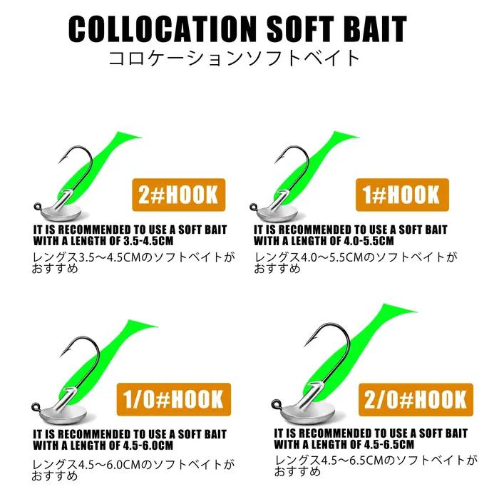 Nouveau Jig tête crochets gobelet Ajing pour ver souple leurre basse poisson Pesca marchandises 3.5-