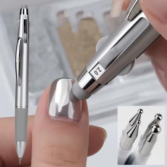 Stylo à bille 5 en 1 pour Nail Art, Type presse, taille multi-têtes, pointe ondulée/taches/perceuse