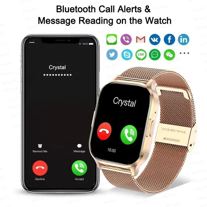 Femmes Smartwatch 2.01 pouces AMOLED écran Bluetooth appel NFC Sport montre pression artérielle musi