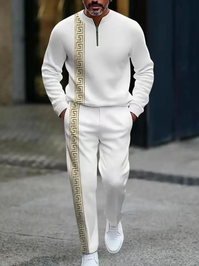 Ensemble 2 pièces, ensemble haut à manches longues et pantalon long de sport à la mode pour hommes e