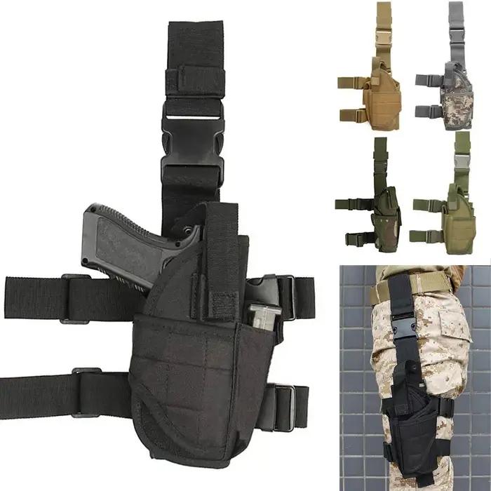 Étui tactique en cuir pour fusil court à porter à la cuisse, avec sangle de fixation pour la chasse,