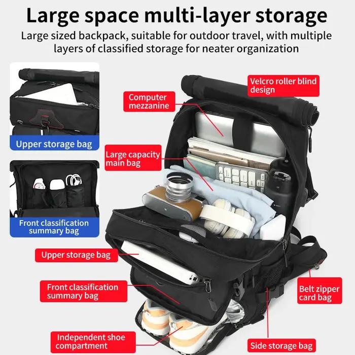 Sac à dos de voyage pour hommes, sac à dos décontracté pour voyage, grand sac à dos pour voyage, 70