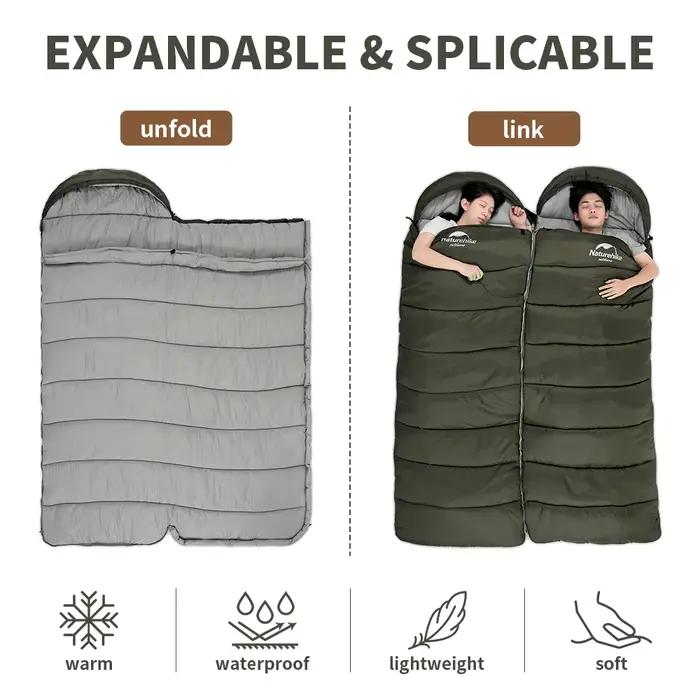 Natureifa-Sac de couchage ultraléger, enveloppe portable compacte, couette en coton, voyage en plein