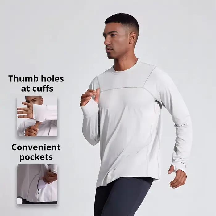 T-shirt de course à manches longues pour homme, automne-hiver, séchage rapide, coupe ample, pour spo