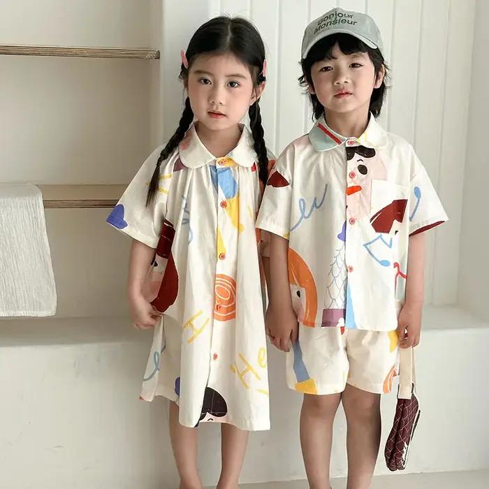Ensemble de vêtements d'été amples pour enfants : Robe mignonne à motifs graffiti pour filles et che