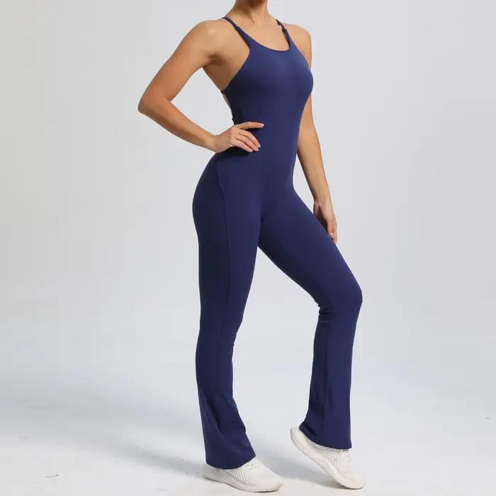 Body sexy vêtements de sport femmes - Costume yoga v-back maillot sport camping une pièce