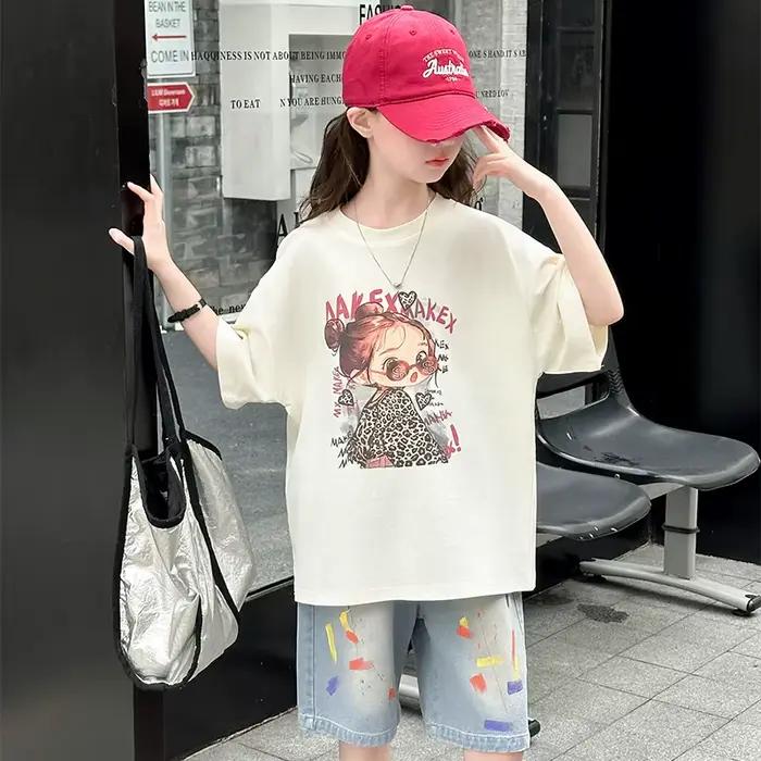 Survêtement Mode Enfant Été Adolescente Dessin Animé Haut Bas Vêtements Ensemble Enfants Occasions Spéciales Activités Physiques