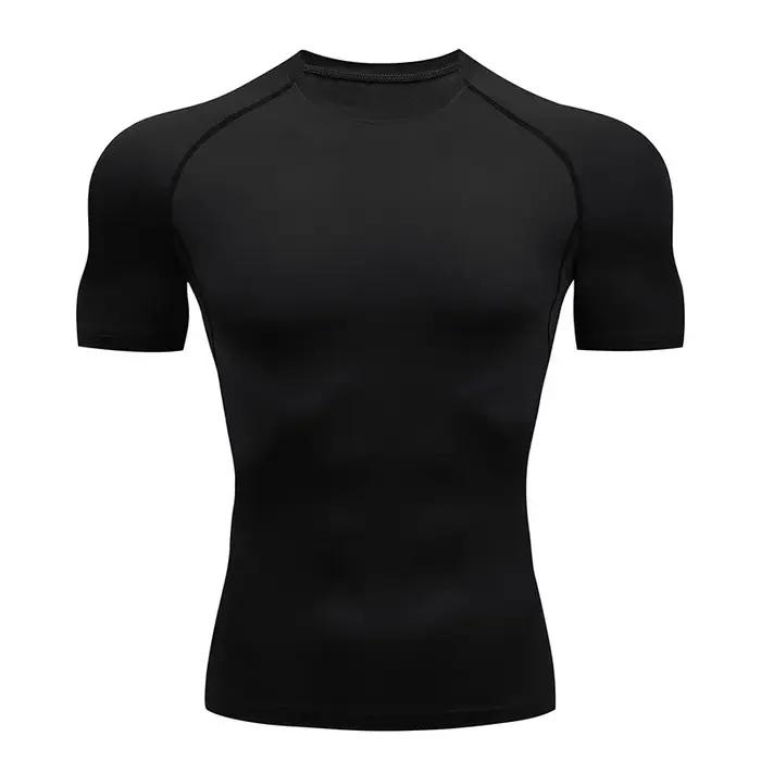 T-shirt de compression pour hommes course et fitness - Chemise serrée à séchage rapide pour jogging