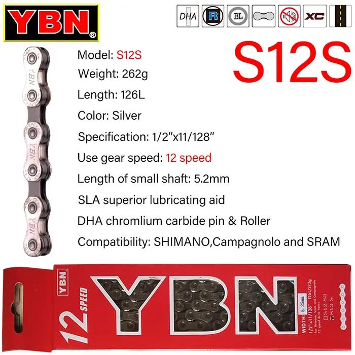 Chaîne de vélo YBN 8/9/10/11/12 vitesses chaîne de vélo de route vtt Compatible avec SRAM SHIMANO ch