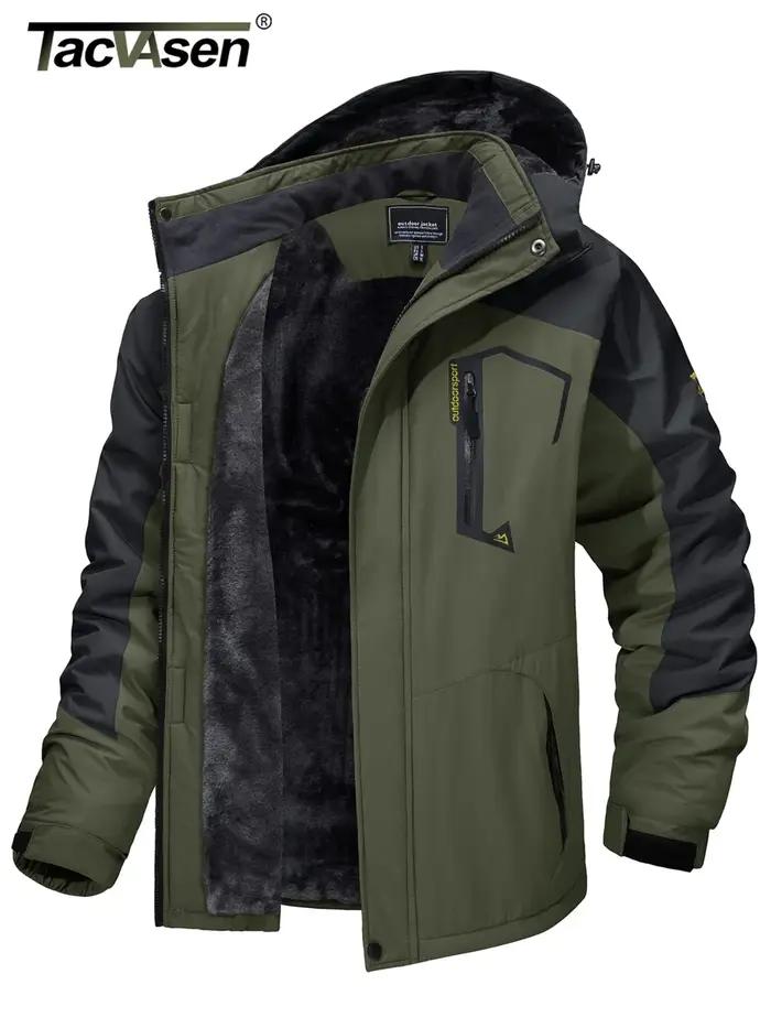 TACVASEN doublure polaire vestes de montagne hommes vestes de randonnée en plein air manteaux à capu