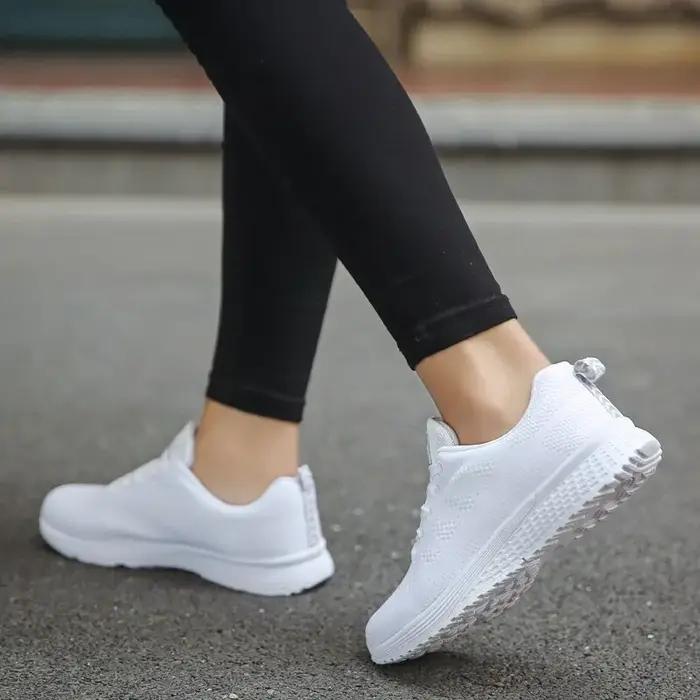 Femmes Chaussures Décontractées Mode Respirant Marche Maille FlatShoesSneakers Blanc Femme Chaussure
