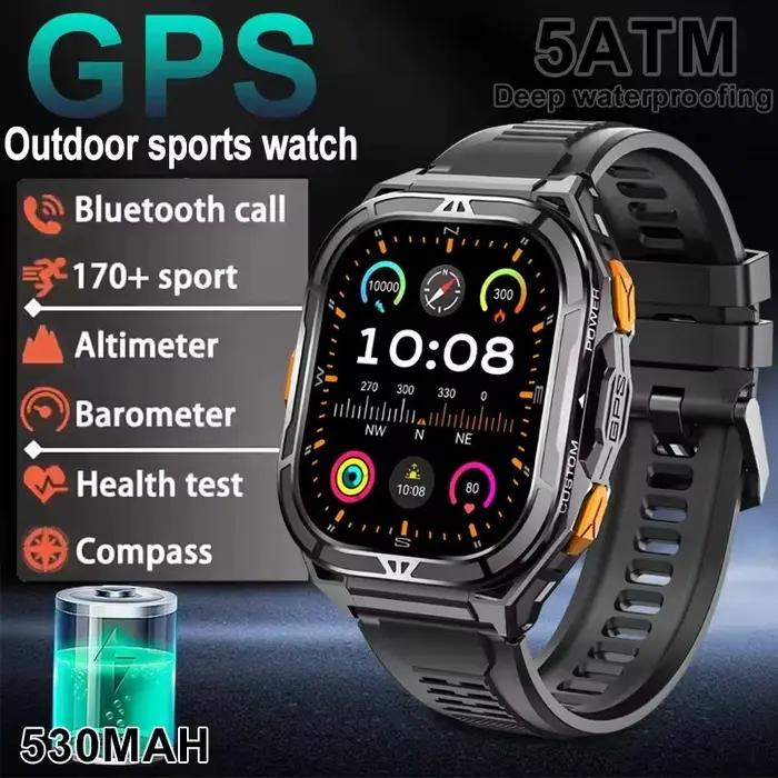 2025 nouvelle montre intelligente GPS hommes 1.96 pouces HD AMOLED écran boussole Bluetooth appel 5A