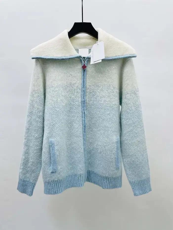 Nouvelle Version 2026 – Manteau Pull Dégradé Bleu en Mélange Mohair Casinoblank pour Femme et Homme