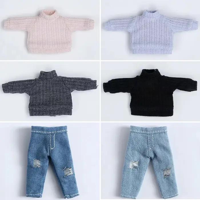 Ob11 poupée vêtements d'hiver pull tricoté vêtements poupée jeans décontractés vêtements shorts pour